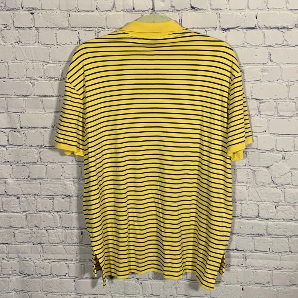 Polo Ralph Lauren Mens VTG Pima Soft Touch Striped Polo Yellow Blue XL Preppy